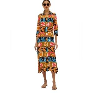 Oliphant Midi Shirt Dress in Canyon Red